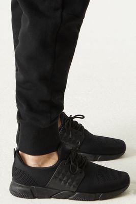 Urban Planet Mens Side Cage Lace-Up Knit Sneaker | Black | 8 | Men's