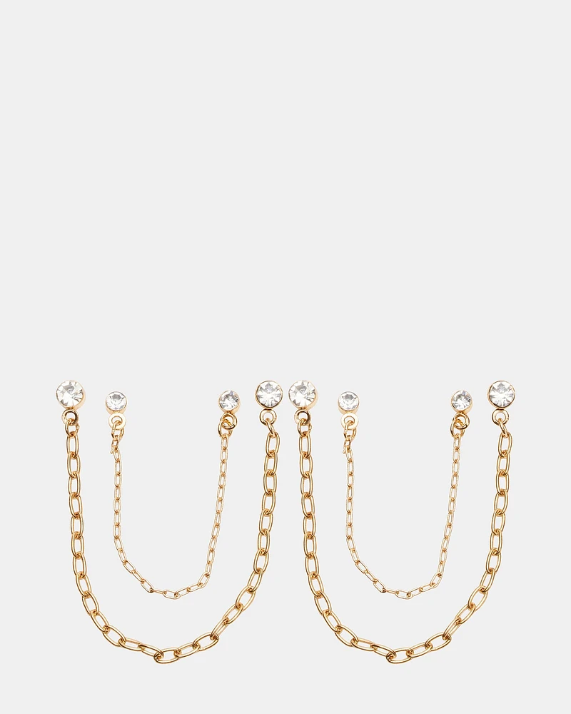 CRYSTAL CHAIN EARRINGS SET GOLD