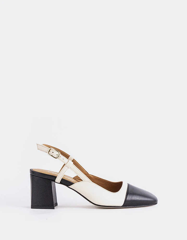 Clemmie Black/Off White Leather