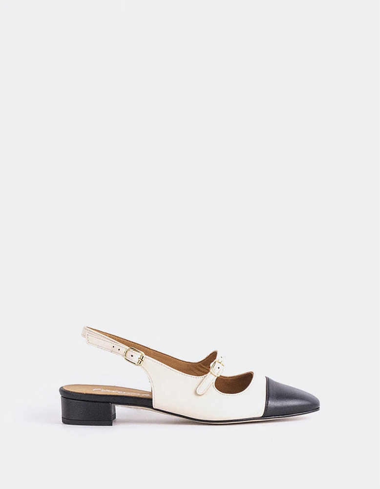 Dolly Off White/Black Leather