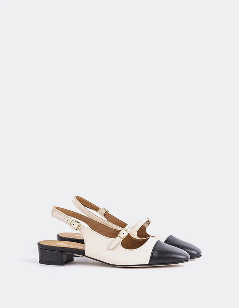 Dolly Off White/Black Leather