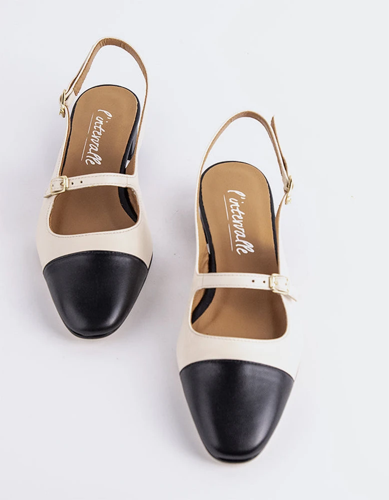 Dolly Off White/Black Leather