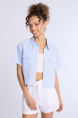 Chemise courte en lin mélangé