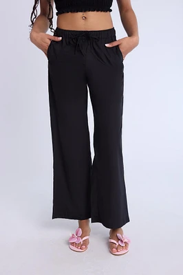 High Rise Cotton Wide Leg Pant