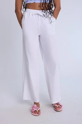 Pantalon large en coton à taille haute