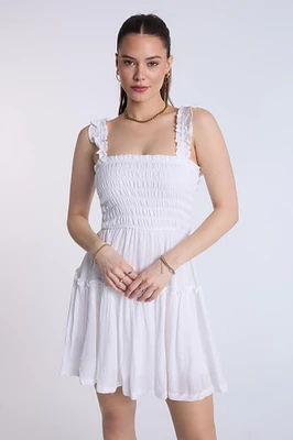 Mini robe smockée femme