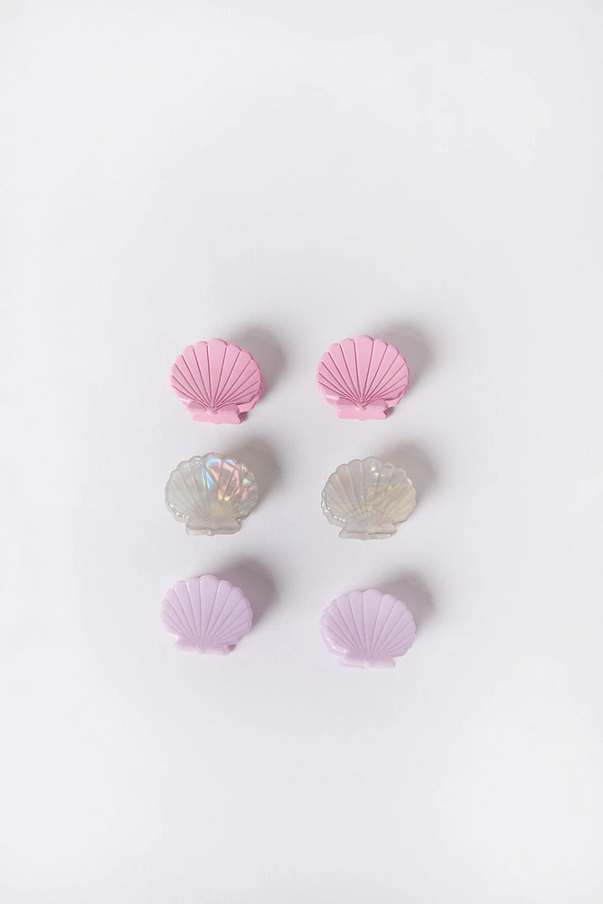6-Pack Seashell Claw Hair Clips