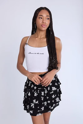 Camisole côtelée à bord picot