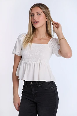 Puff Sleeve Smocked Top