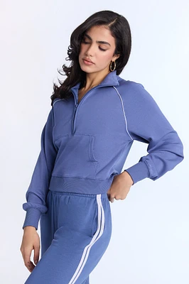 Sweatshirt en molleton technique à fermeture éclair 1/4