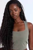 Ribbed Knit Square Neck Corset Tank Top
