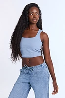 Ribbed Knit Square Neck Corset Tank Top