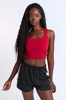 Ribbed Knit Square Neck Corset Tank Top
