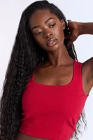 Ribbed Knit Square Neck Corset Tank Top