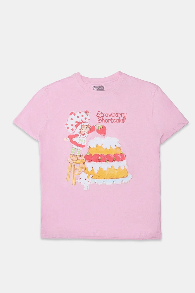 T-shirt coupe boyfriend imprimé Strawberry Shortcake