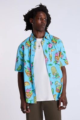 Arsenic Mens Tropical Skulls Button-Up