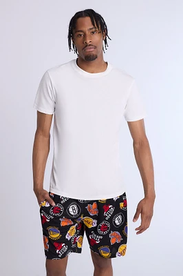 Mens Allover Print NBA Mesh Shorts