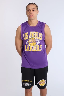 Mens LA Lakers Black Mesh Shorts