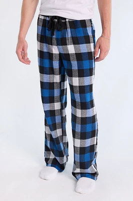West49 Mens Blue Plaid Pajama Bottoms