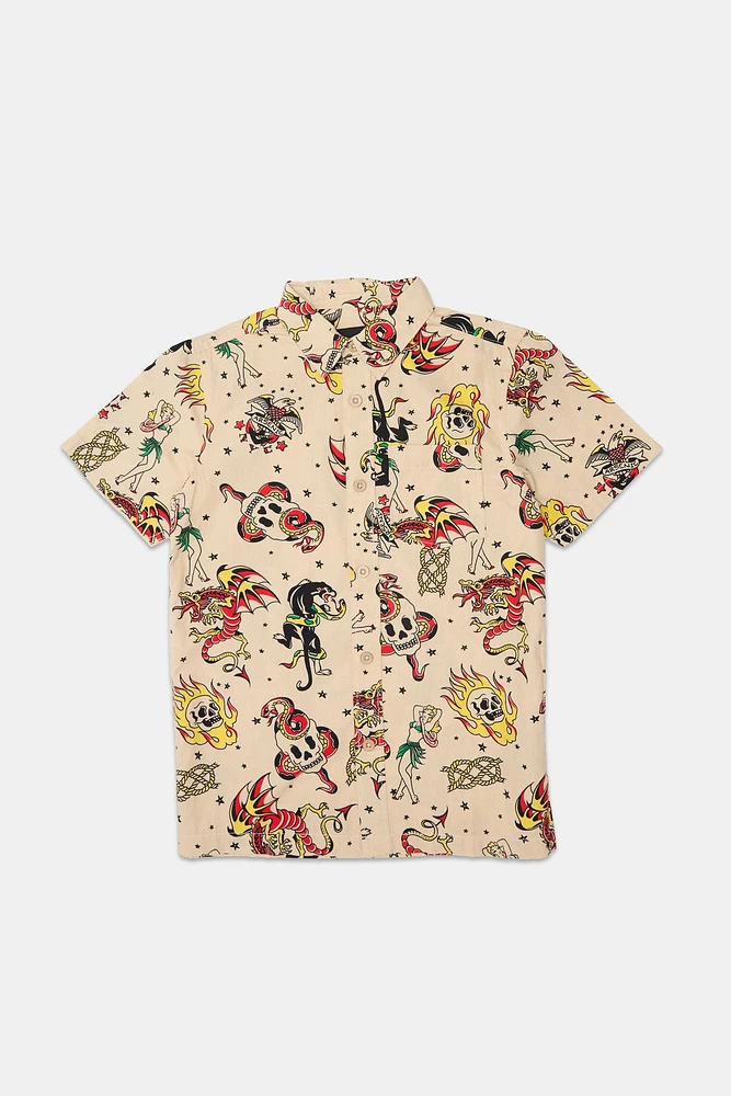 Arsenic Youth Allover Print Button-Up