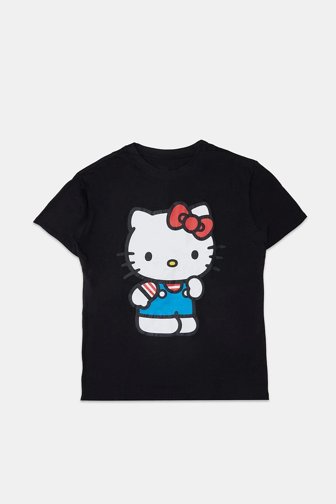 T-shirt coupe boyfriend imprimé Hello Kitty femme