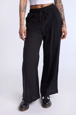 Cotton Gauze Wide Leg Pant