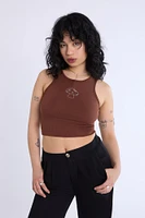 Rhinestone Raw Hem Tank Top