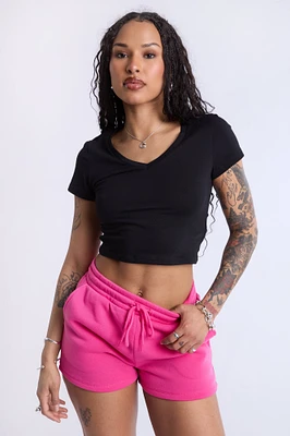 Cropped V-Neck Tee