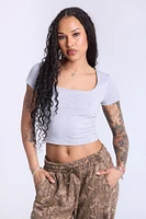 Cropped Square Neck Tee
