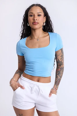 Cropped Square Neck Tee