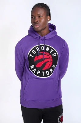 Mens Raptors Chenille Logo Purple Hoodie