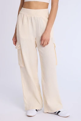 Cotton Gauzy Pull-On Wide Leg Pant