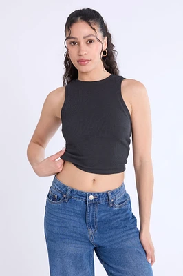 Ribbed High-Neck Tank Top