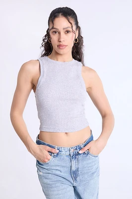 Ribbed High-Neck Tank Top