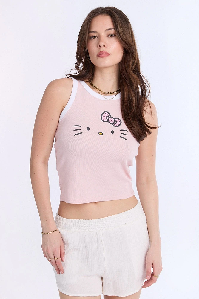 Camisole côtelée à col montant Hello Kitty