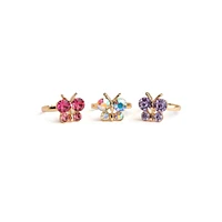 Boutique Butterfly Gem Rings, 3 pcs
