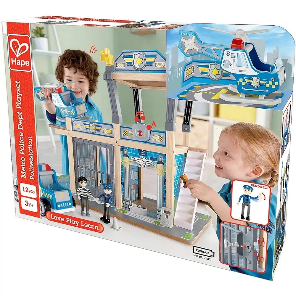 Hape Metro Police Station Play Toy Set With Sounds And Lights
