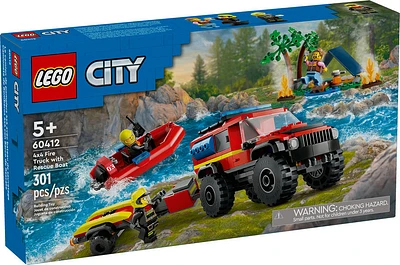 LEGO 4x4 Fire Truck with Rescue Boat