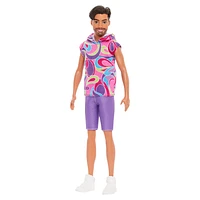 Barbie Ken Fashionistas Doll #227 - Pink Pattern Hoodie/Purple Shorts
