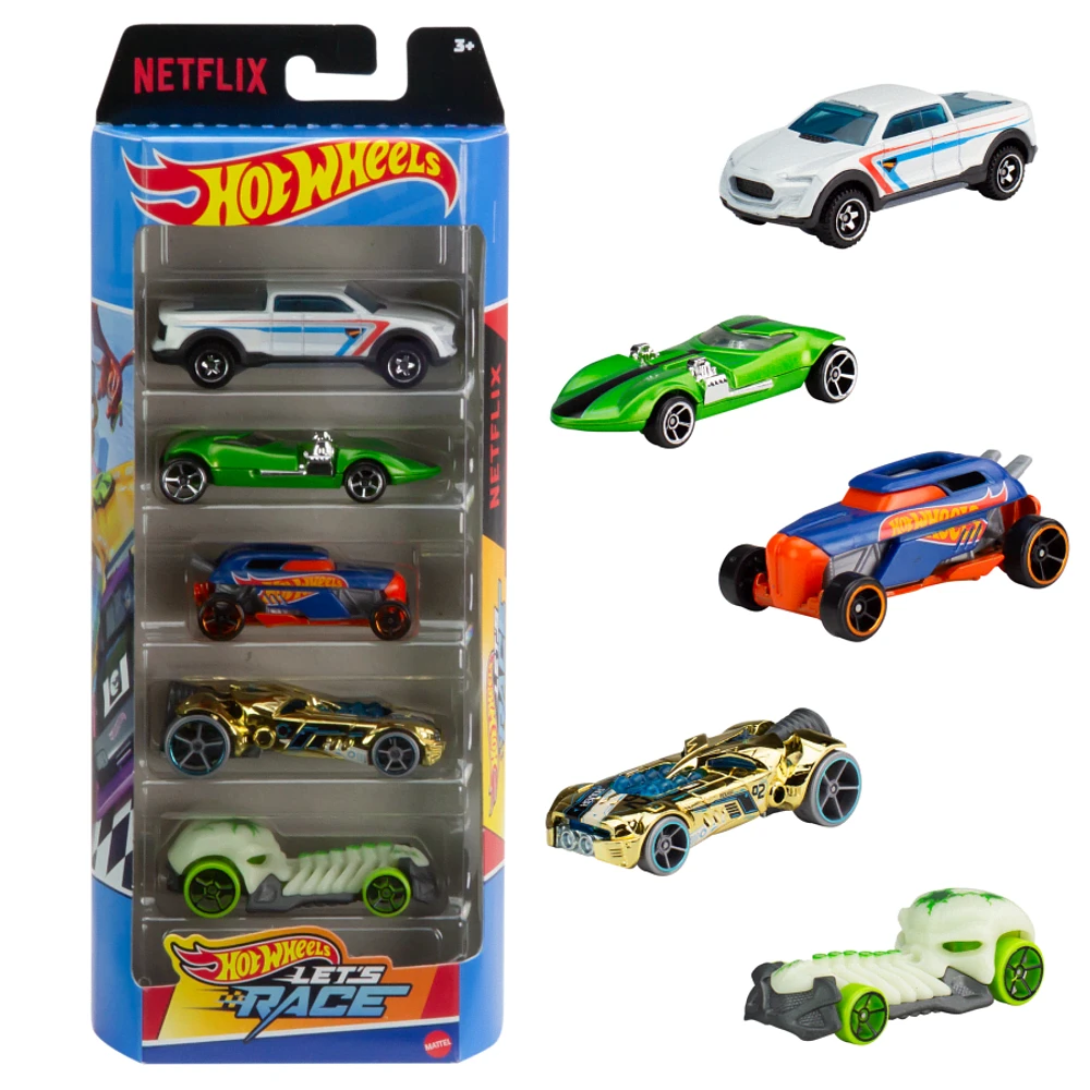 Hot Wheels 5-Pack Of 1:64 Scale Die-Cast Vehicles Let's Race!