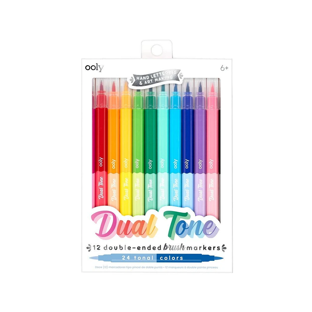 Dual Tone Double Ended Brush Markers - Set of 12