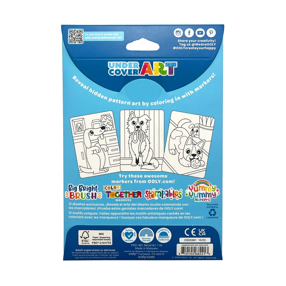 Undercover Art Hidden Pattern Coloring Activity Art Cards - Dog Days