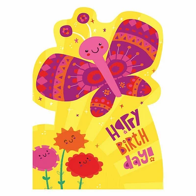 Flocked Birthday Cards Butterfly
