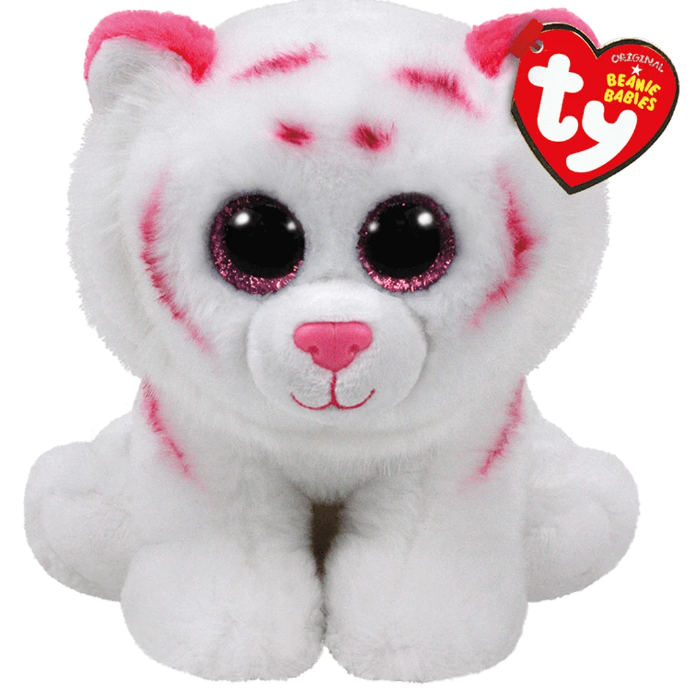 Ty Classic Plush - Tabor - Pink and White Tiger - Small 8"