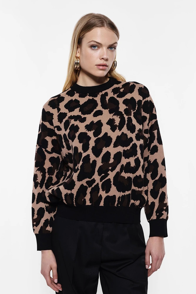 Pull à imprimé animalier