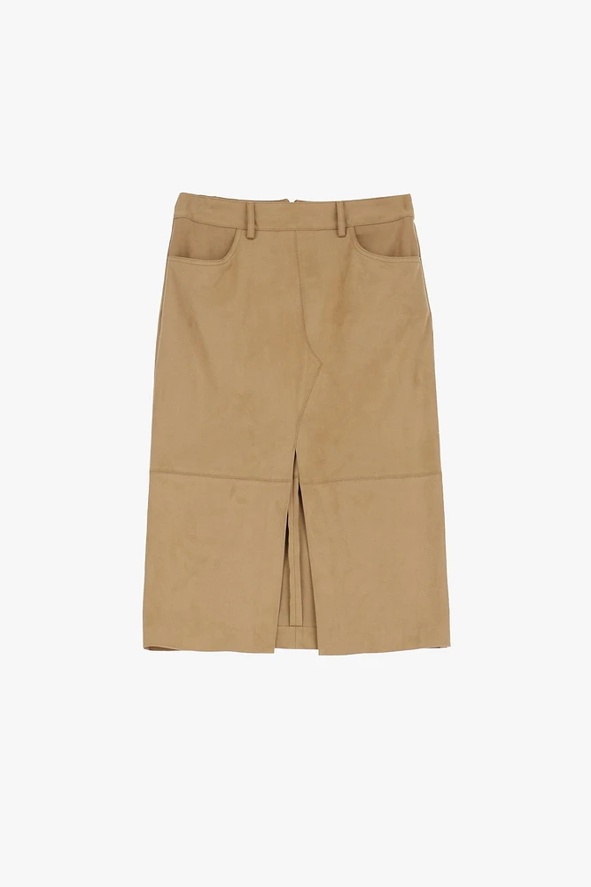 Midi Suede-Effect Skirt