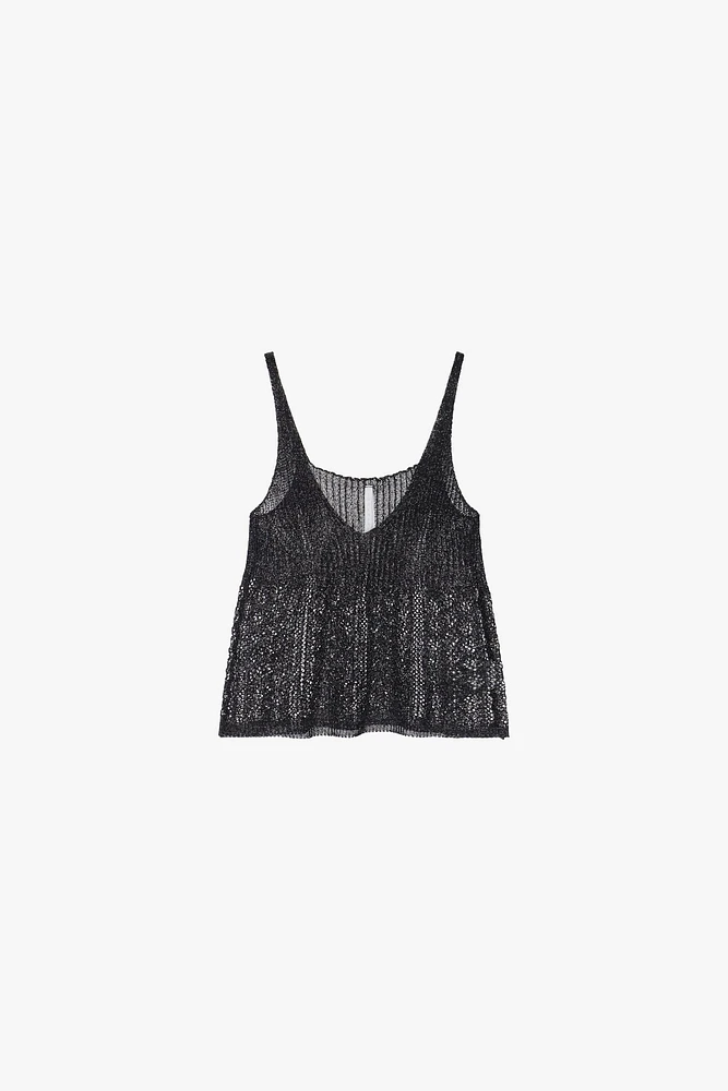 Haut en tricot métallisé