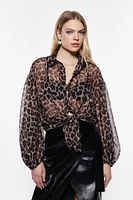 Leopard Print Shirt with Knot