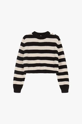 Striped sweater with shoulder detail