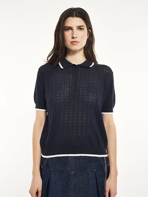 Polo en tricot côtelé